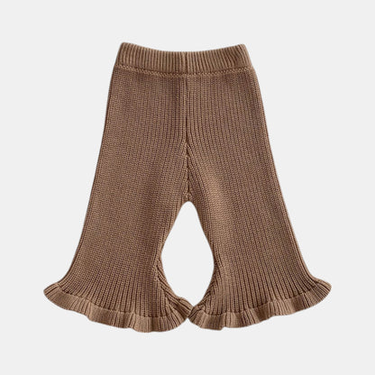 Brown Cotton Knit Flare Trousers (3m-3yrs)