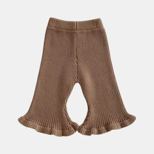 Brown Cotton Knit Flare Trousers (3m-3yrs)