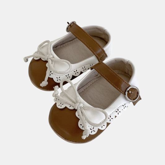 Brown Retro Bow Baby Shoes (11-13cm)