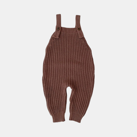 Bruna Cosy Knit Overalls - Brown (3m-3yrs)