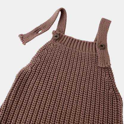 Bruna Cosy Knit Overalls - Brown (3m-3yrs)
