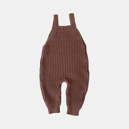 Bruna Cosy Knit Overalls - Brown (3m-3yrs)