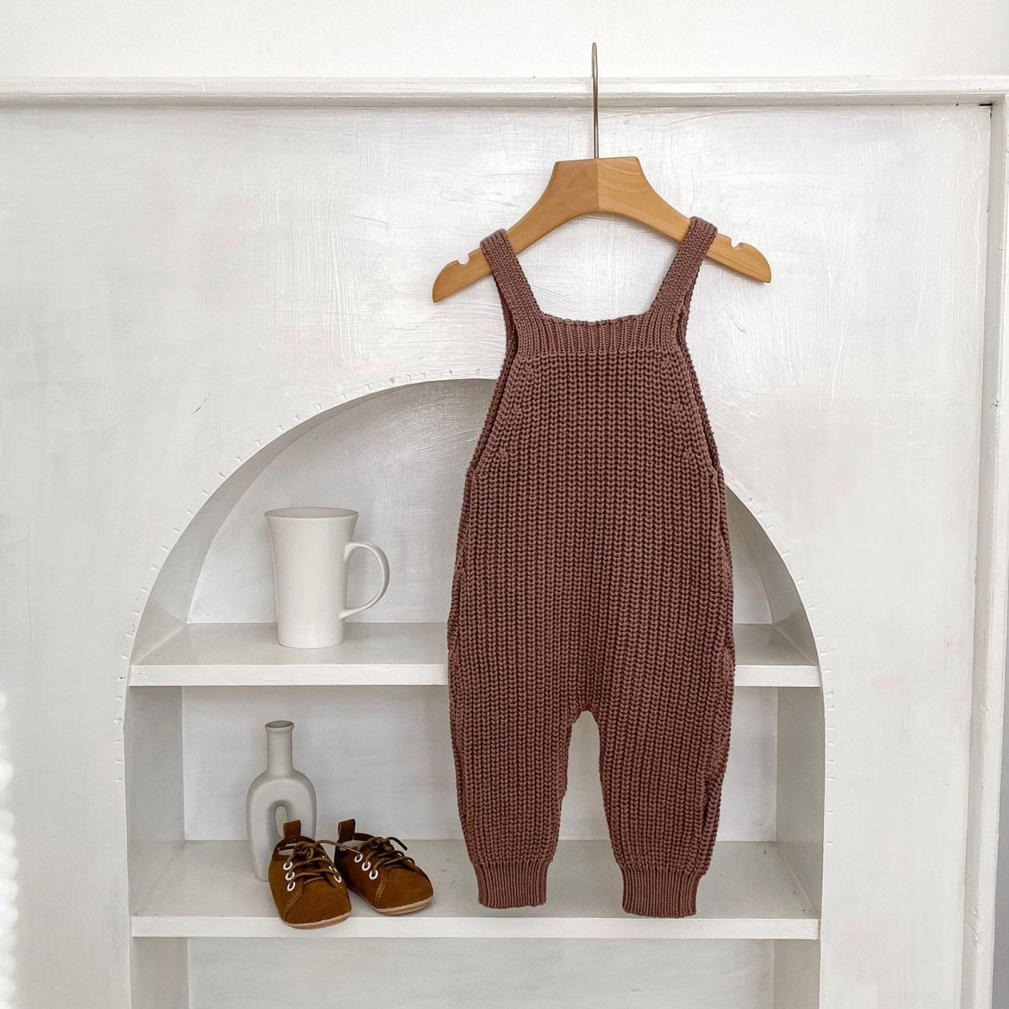 Bruna Cosy Knit Overalls - Brown (3m-3yrs)