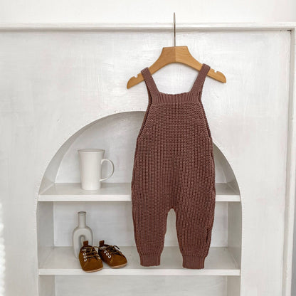 Bruna Cosy Knit Overalls - Brown (3m-3yrs)