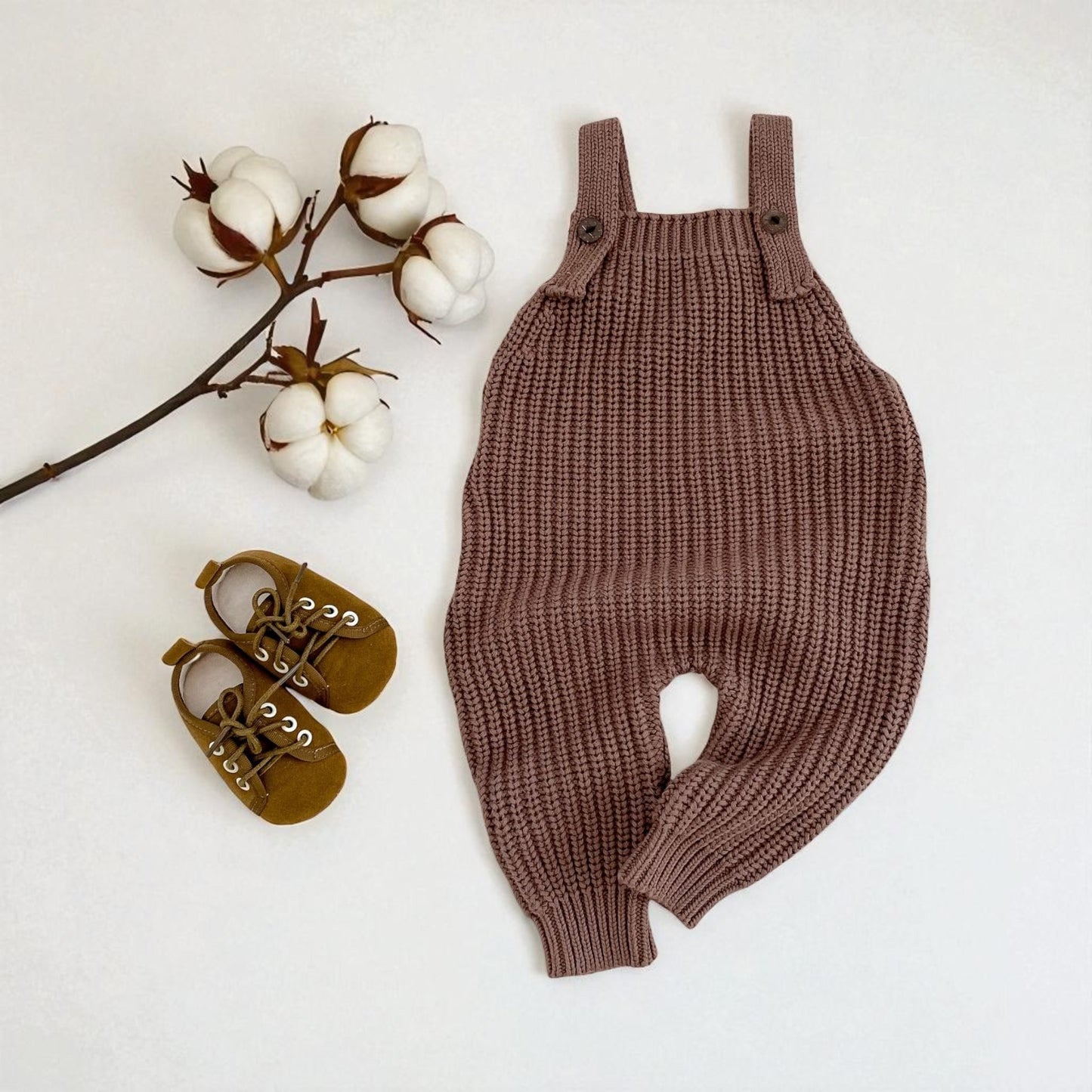Bruna Cosy Knit Overalls - Brown (3m-3yrs)