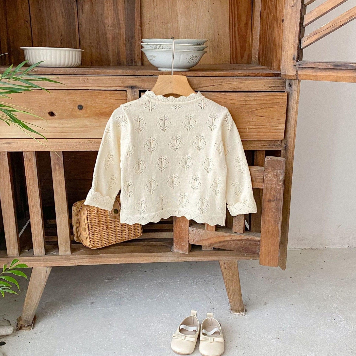 Cady Pointelle Cotton Knit Cardigan (3m-3yrs)