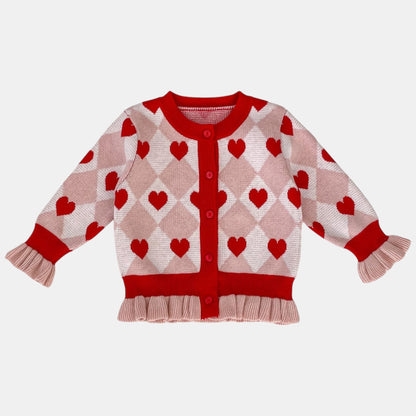 Candy Hearts Cotton Knit Cardigan (3m-3yrs)