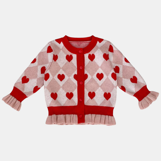Candy Hearts Cotton Knit Cardigan (3m-3yrs)