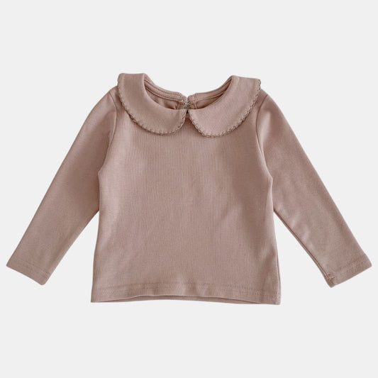 Canele Scallop Cotton Top, Brown (3m-3yrs)