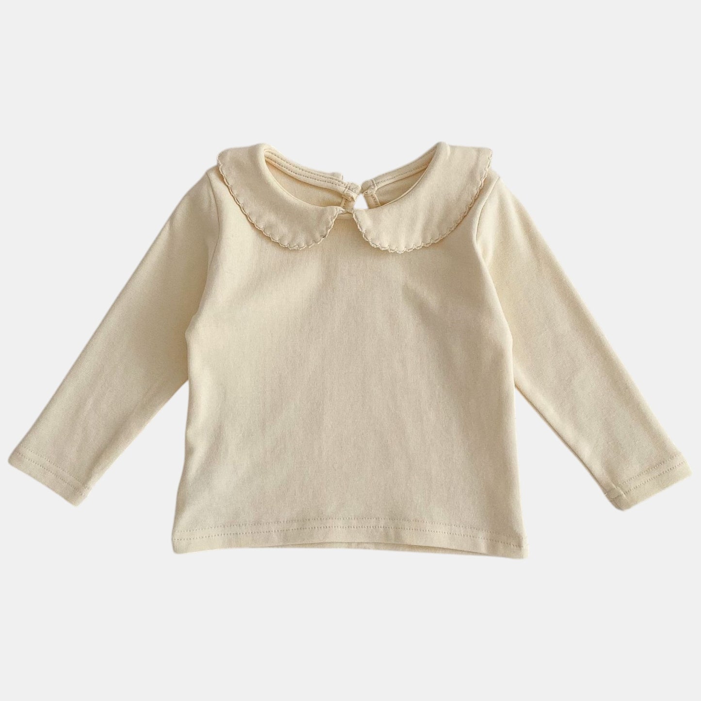 Canele Scallop Cotton Top, Cream (3m-3yrs)