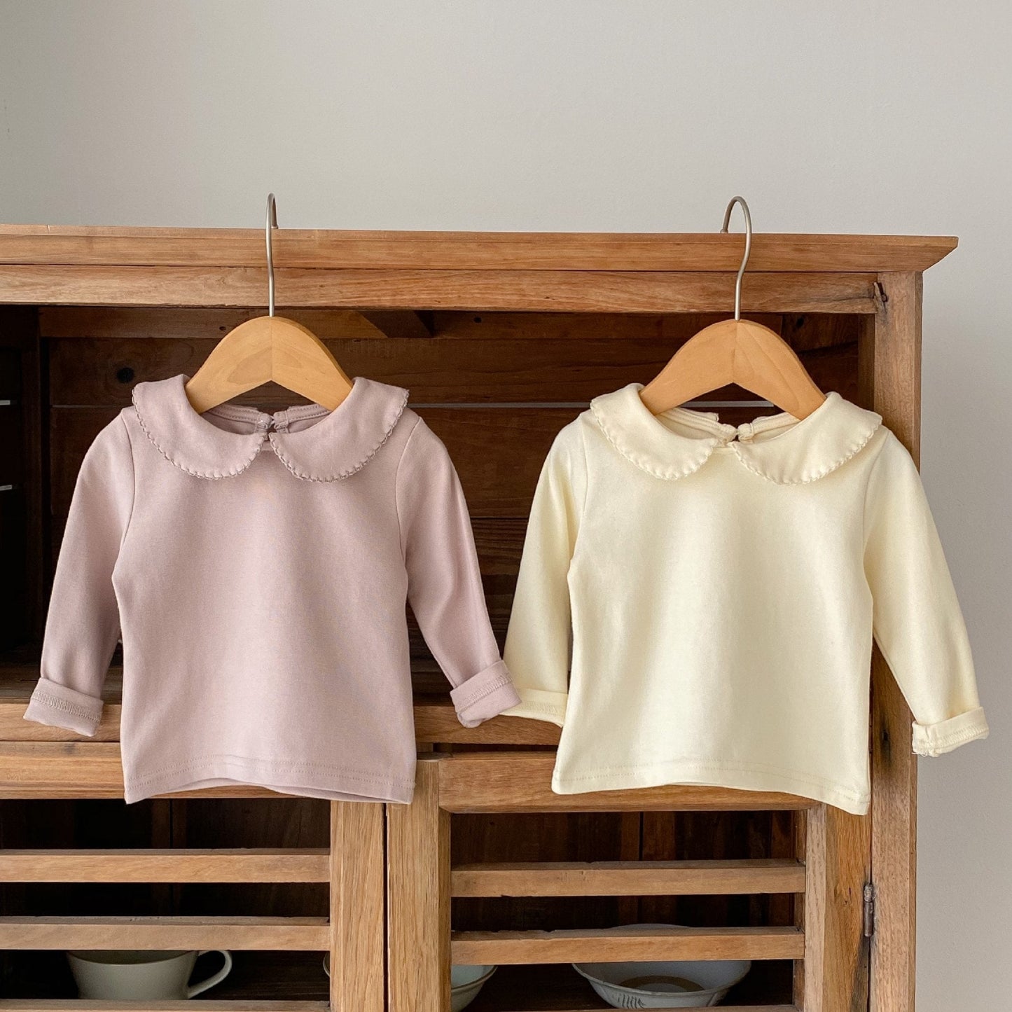 Canele Scallop Cotton Top, Cream (3m-3yrs)