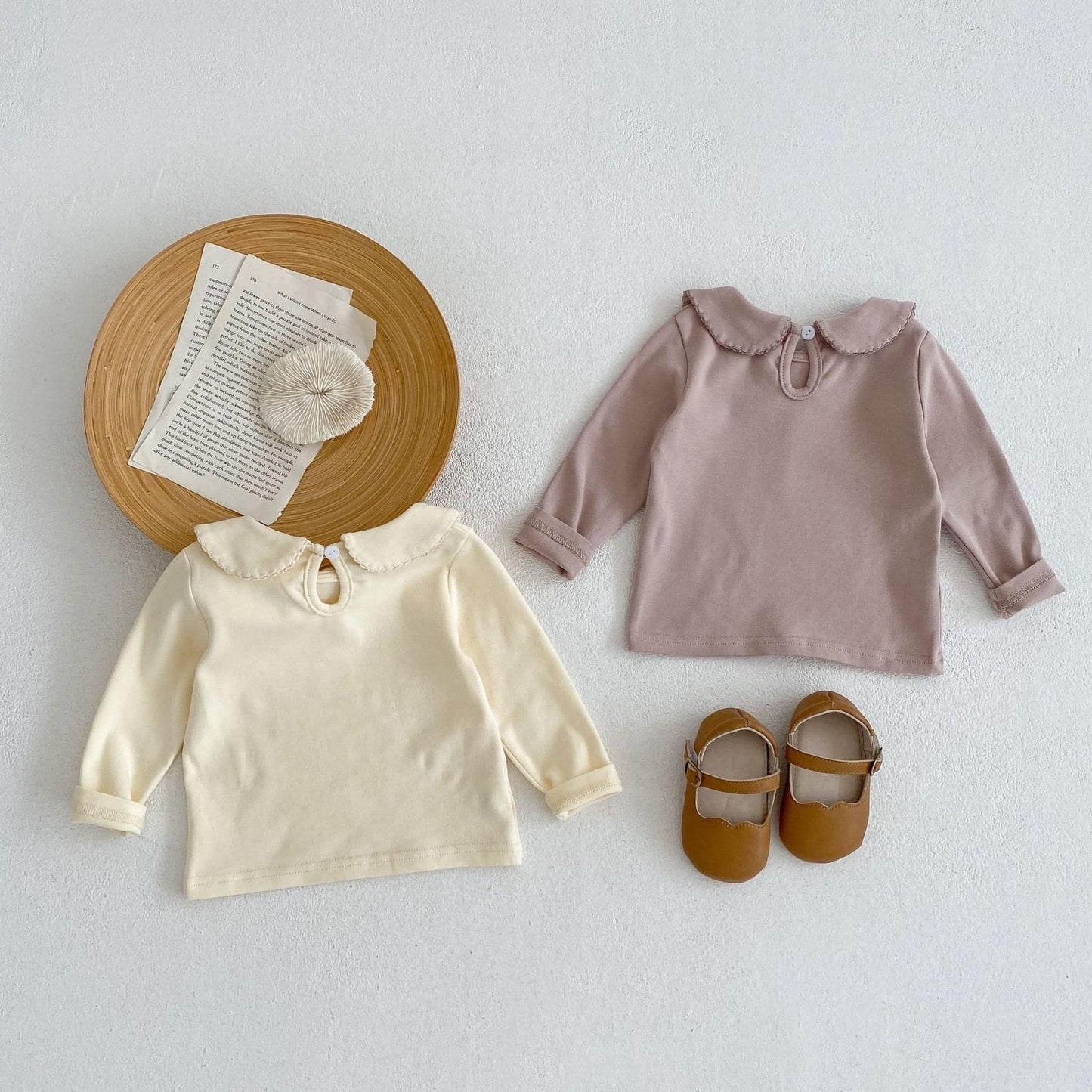 Canele Scallop Cotton Top, Brown (3m-3yrs)