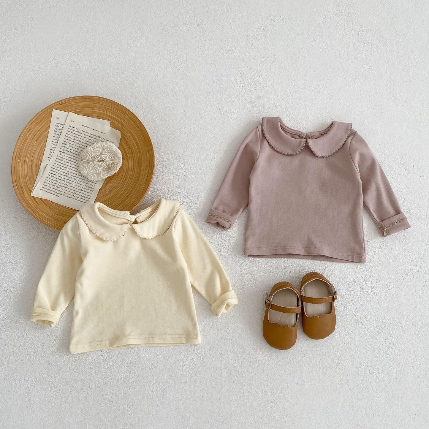 Canele Scallop Cotton Top, Brown (3m-3yrs)