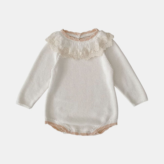 Cara Lace Knit Romper - Ivory (3m-24m)