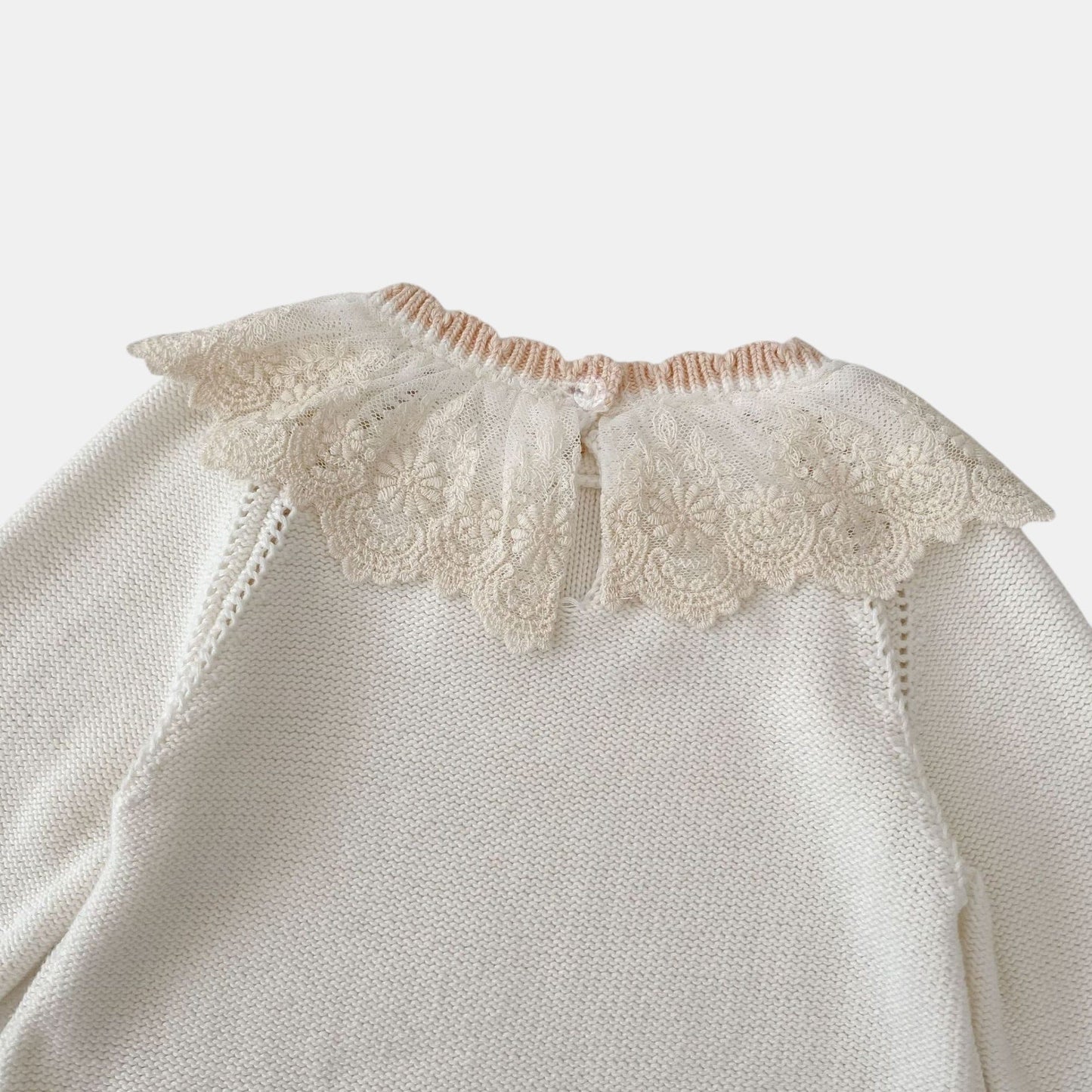 Cara Lace Knit Romper - Ivory (3m-24m)