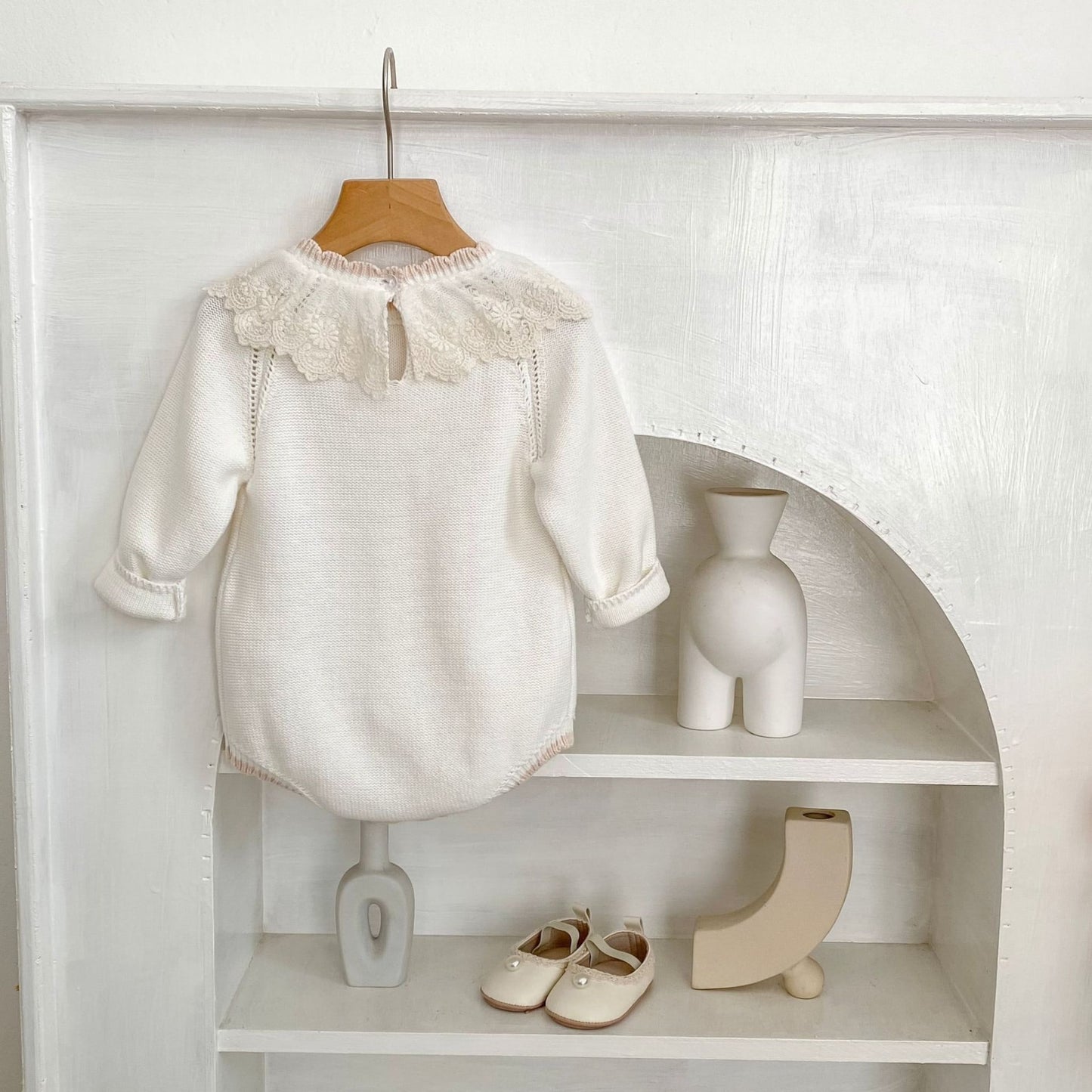 Cara Lace Knit Romper - Ivory (3m-24m)