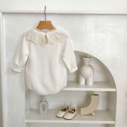 Cara Lace Knit Romper - Ivory (3m-24m)