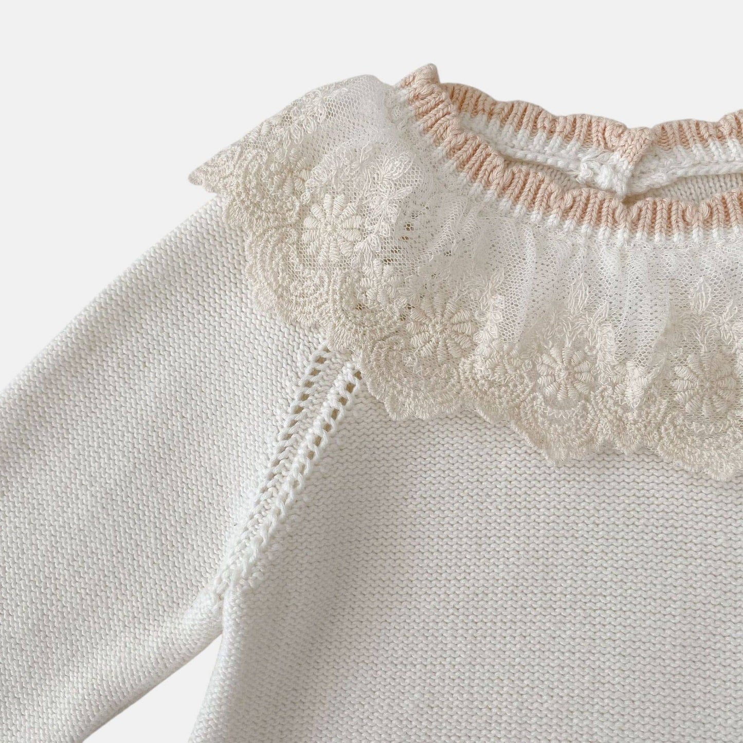 Cara Lace Knit Romper - Ivory (3m-24m)