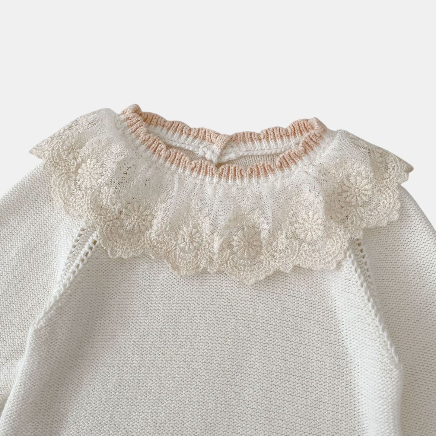 Cara Lace Knit Romper - Ivory (3m-24m)