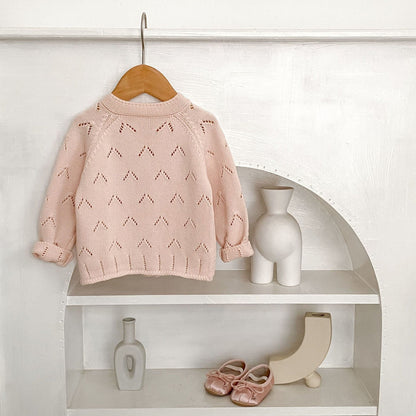 Cece Pointelle Knit Cardigan - Blush Pink (3m-3yrs)