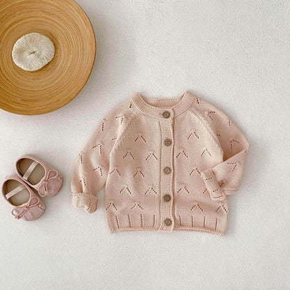 Cece Pointelle Knit Cardigan - Blush Pink (3m-3yrs)