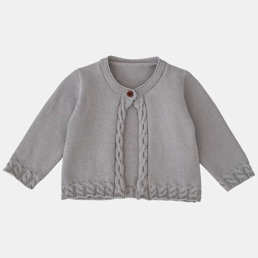 Cendra Grey Cotton Knit Cardigan (3m-3yrs)