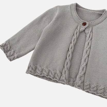 Cendra Grey Cotton Knit Cardigan (3m-3yrs)