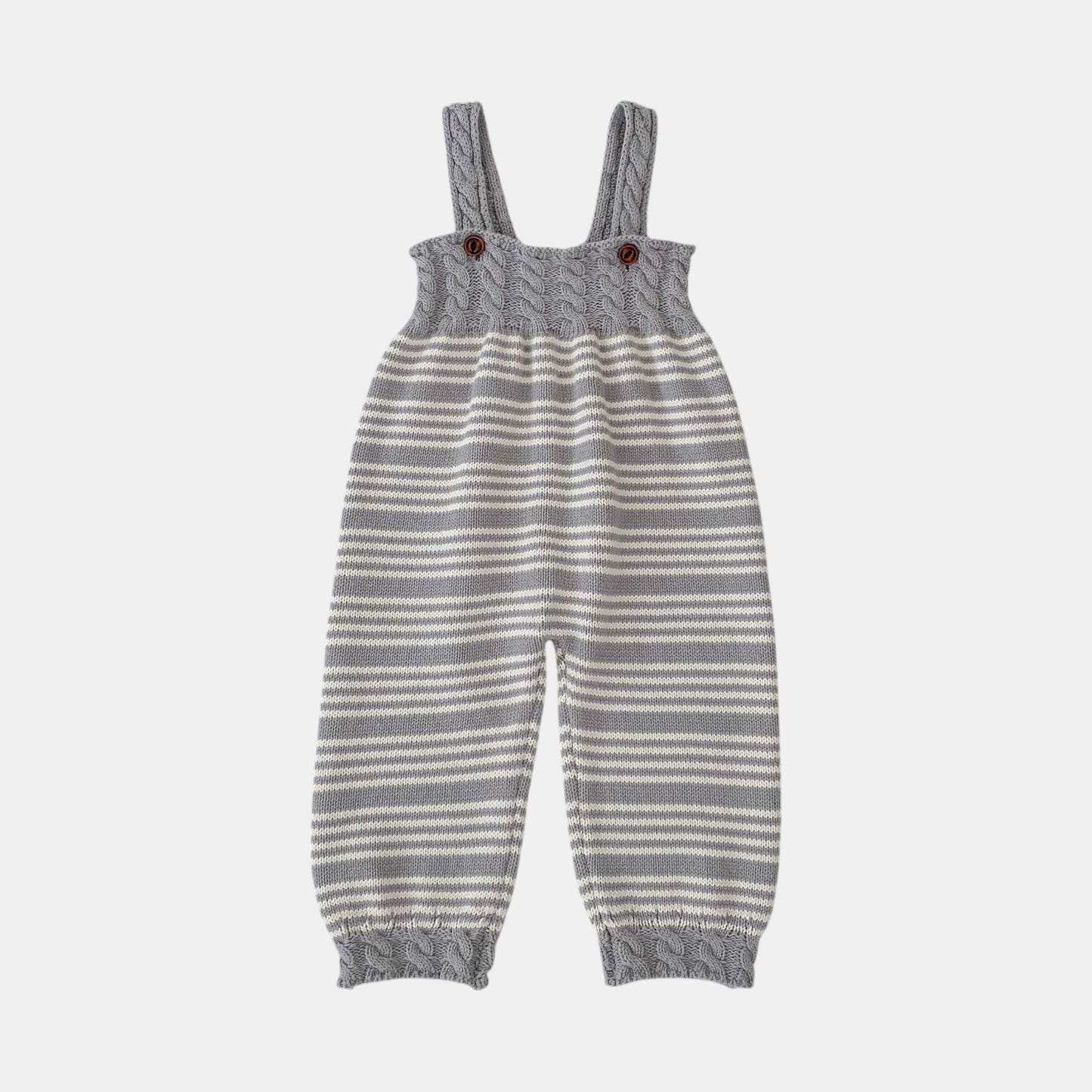 Cendra Grey Cotton Knit Overalls (3m-3yrs)