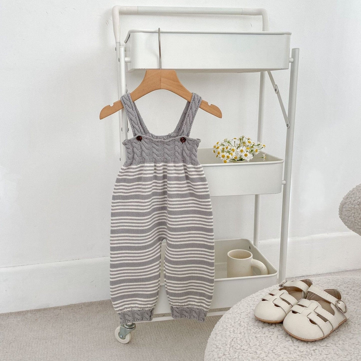 Cendra Grey Cotton Knit Overalls (3m-3yrs)