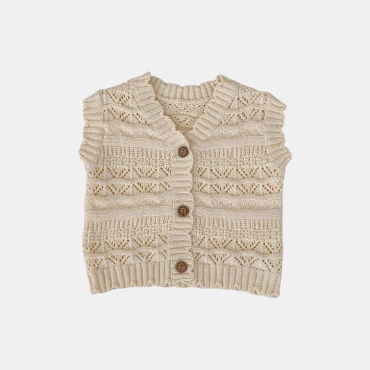 Chantilly Pointelle Knit Vest - Cream (3m-3yrs)