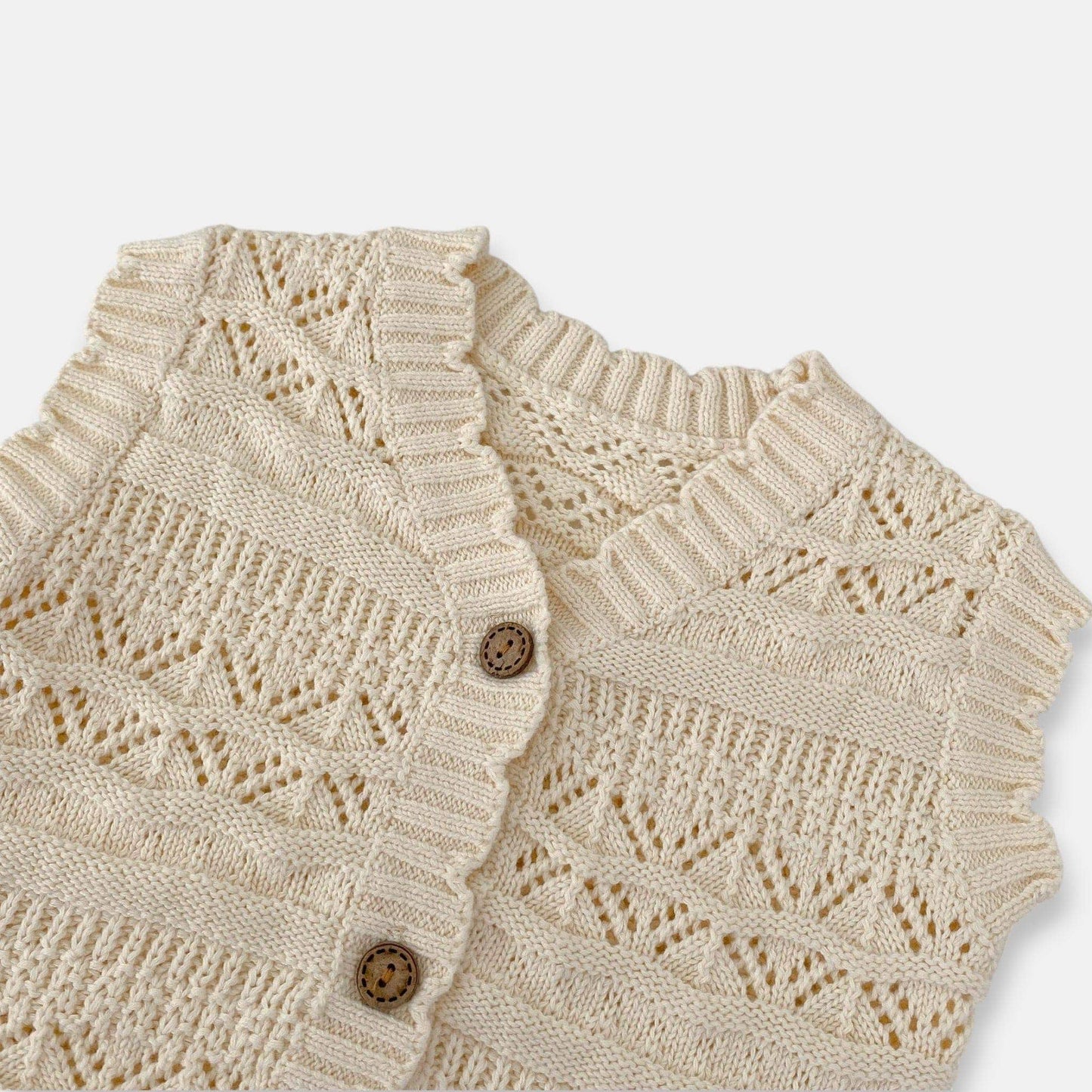 Chantilly Pointelle Knit Vest - Cream (3m-3yrs)