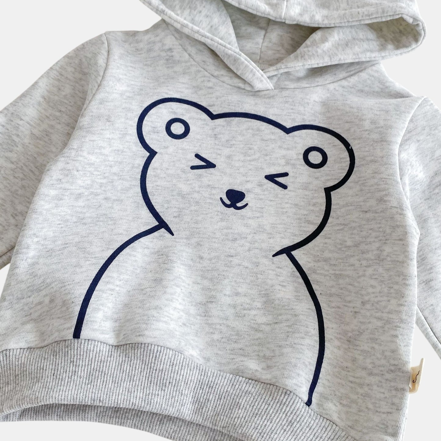 Cheeky Bear Cotton Hoodie Set, Grey (6m-4yrs)