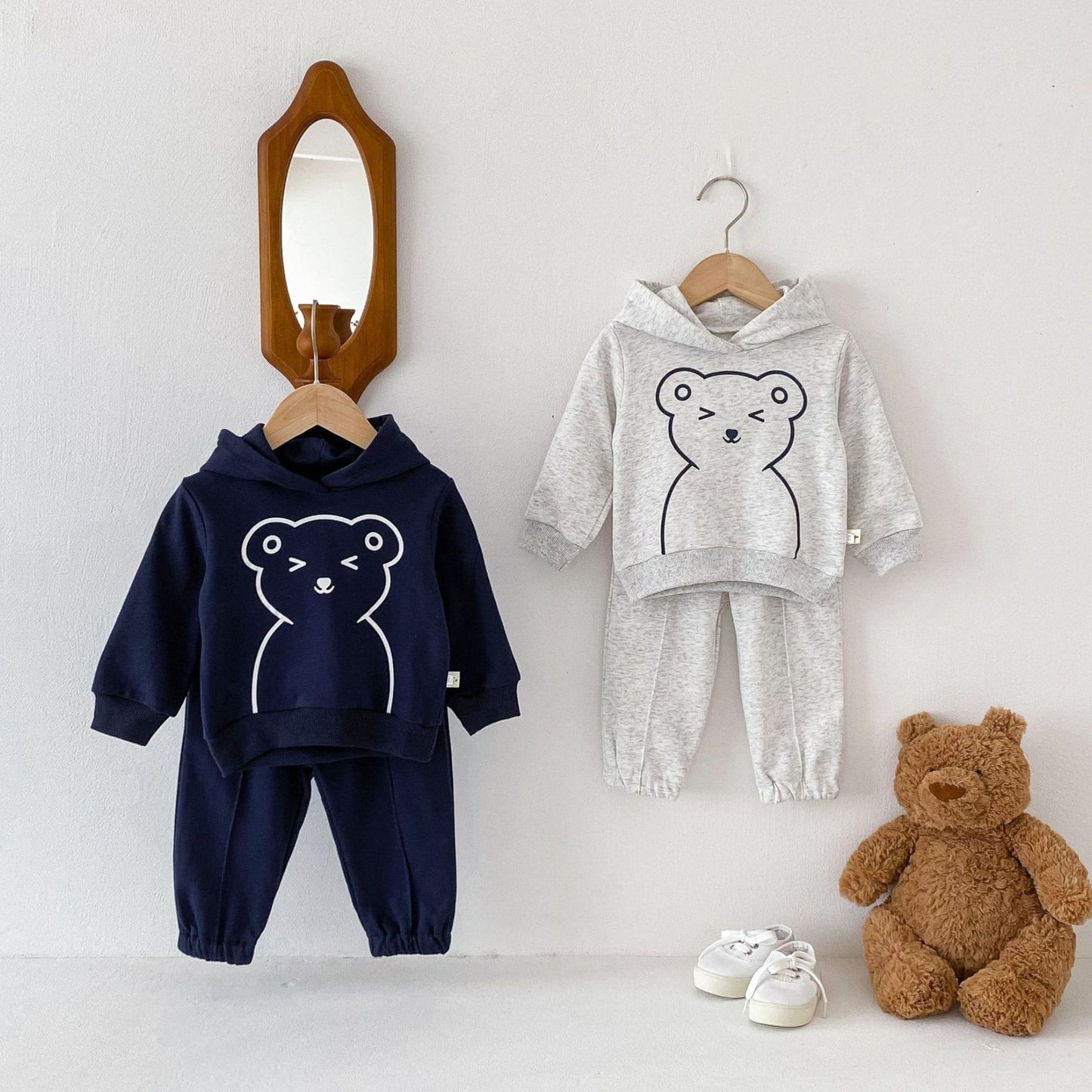 Cheeky Bear Cotton Hoodie Set, Navy (6m-4yrs)