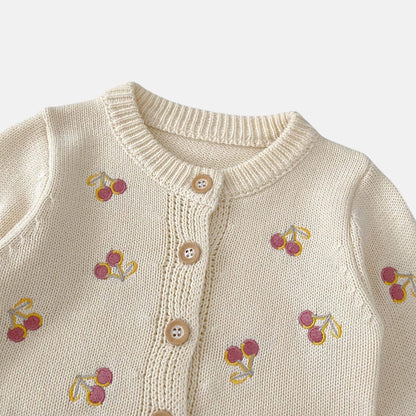 Cherry Bonbon Cotton Knit Cardigan (3m-3yrs)