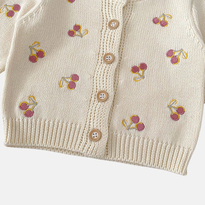 Cherry Bonbon Cotton Knit Cardigan (3m-3yrs)