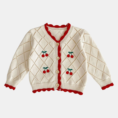 Cherry Charm Cotton Knit Cardigan (3m-3yrs)