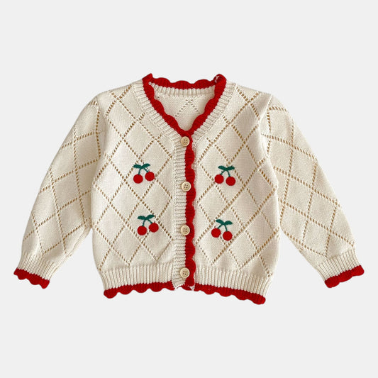 Cherry Charm Cotton Knit Cardigan (3m-3yrs)