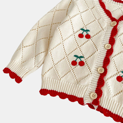 Cherry Charm Cotton Knit Cardigan (3m-3yrs)