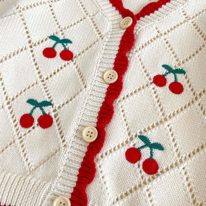 Cherry Charm Cotton Knit Cardigan (3m-3yrs)