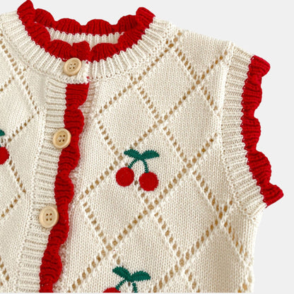 Cherry Charm Cotton Knit Vest (3m-3yrs)