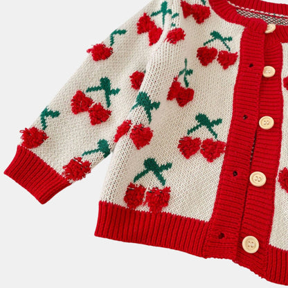 Cherry Delight Cotton Knit Cardigan (3m-3yrs)