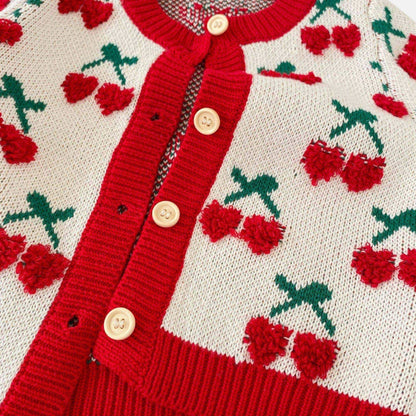 Cherry Delight Cotton Knit Cardigan (3m-3yrs)