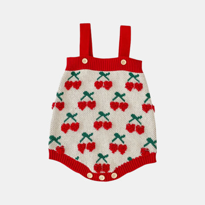Cherry Delight Cotton Knit Romper (3m-3yrs)