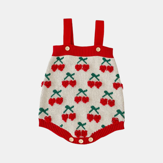Cherry Delight Cotton Knit Romper (3m-3yrs)