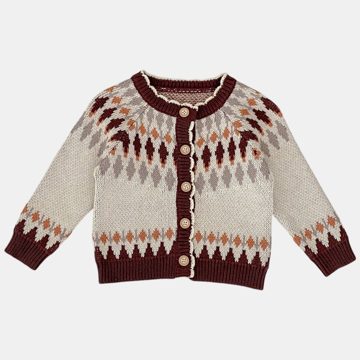Chestnut Argyle Cotton Knit Cardigan (3m-3yrs)