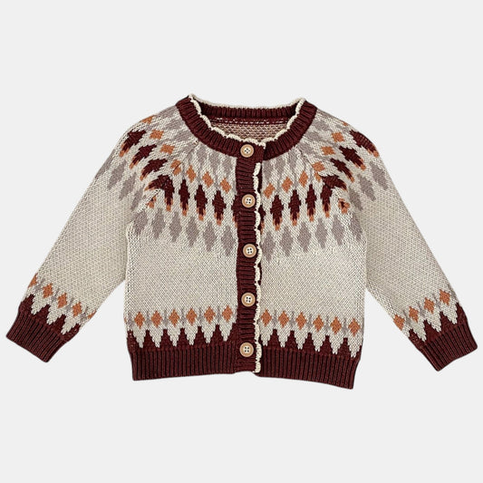 Chestnut Argyle Cotton Knit Cardigan (3m-3yrs)
