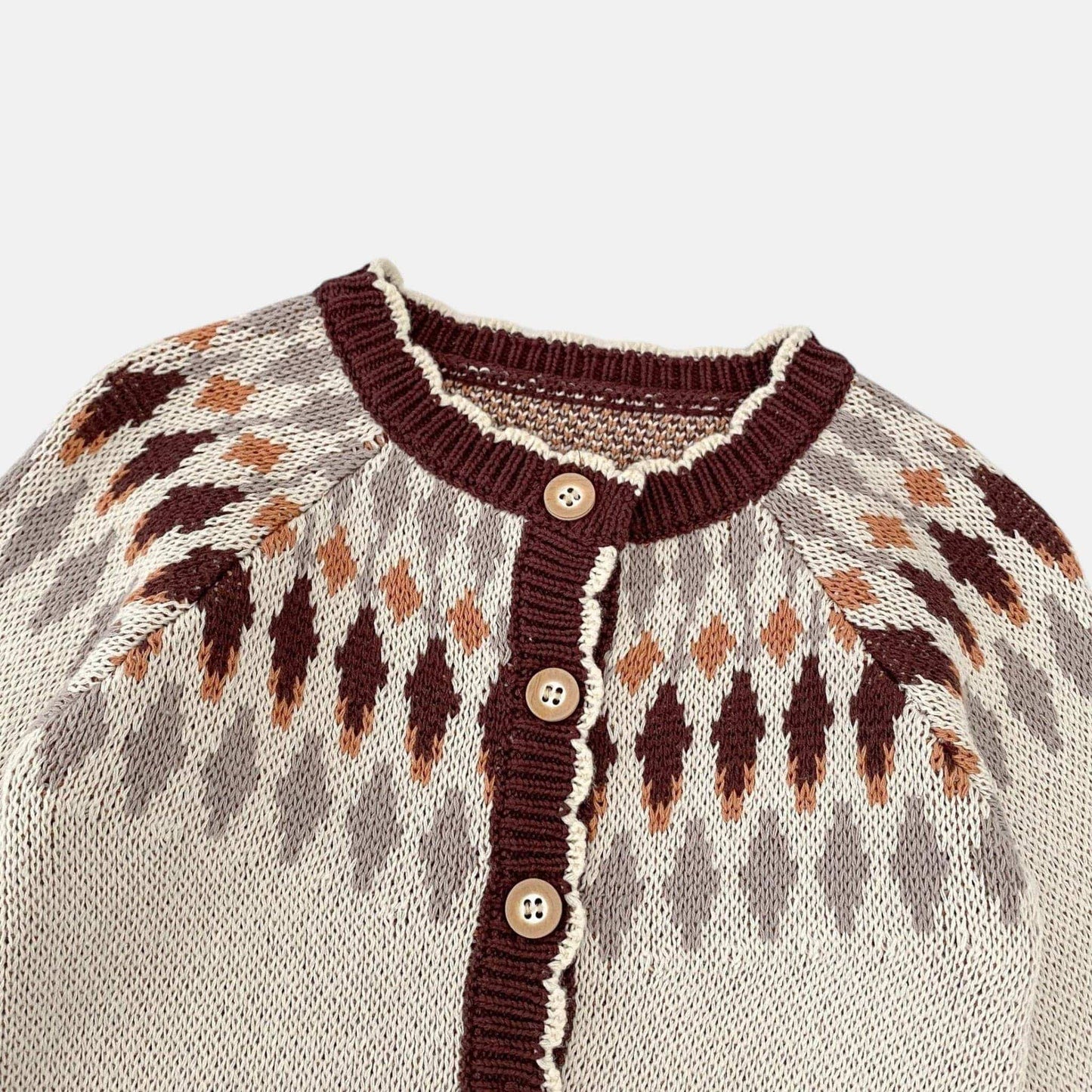 Chestnut Argyle Cotton Knit Cardigan (3m-3yrs)