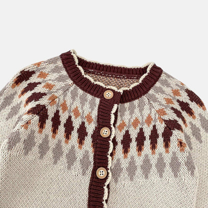 Chestnut Argyle Cotton Knit Cardigan (3m-3yrs)