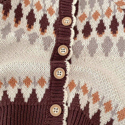 Chestnut Argyle Cotton Knit Cardigan (3m-3yrs)