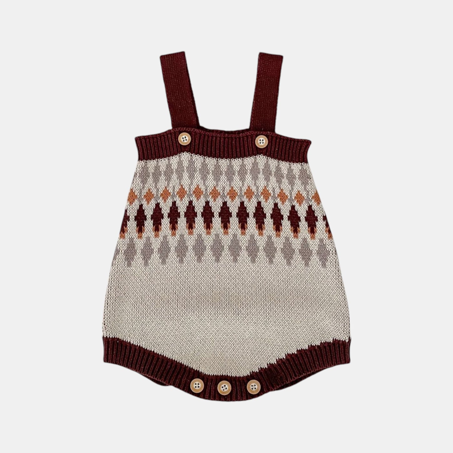 Chestnut Argyle Cotton Knit Romper (3m-3yrs)